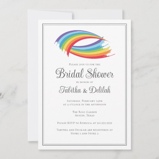Invitation Rainbow Waves Belle Fête des mariées à deux mariée (Devant)