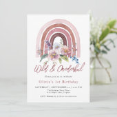 Invitation Rainbow Wild & Onedering Fleur sauvage 1er anniver (Debout devant)