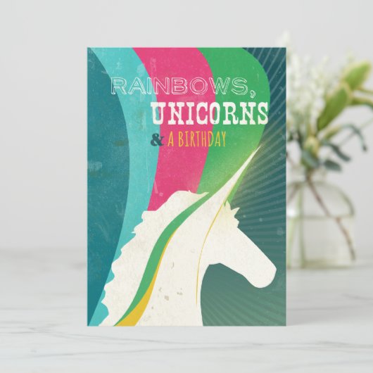 Invitation Rainbows, Unicorn et un anniversaire ! (Debout devant)