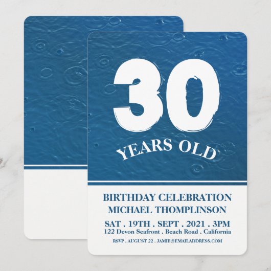 Invitation Raindrops, Anniversaire moderne (Devant / Derrière)