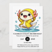 Invitation Rainy Day Axolotl Birthday (Devant / Derrière)