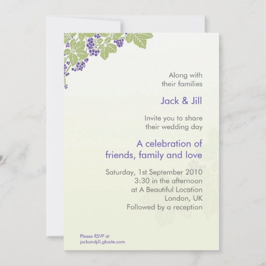 Invitation Raisins 5x7 (Devant)