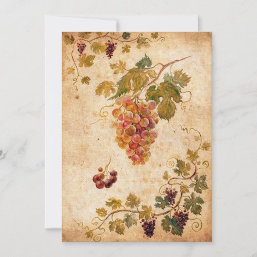 Invitation Raisins de collection et vignoble – Vin rustique (Devant)