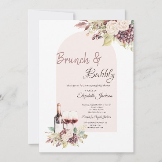 Invitation Raisins de vin Boho Fleurs Brunch & Bubbly (Devant)