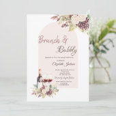Invitation Raisins de vin Boho Fleurs Brunch & Bubbly (Debout devant)