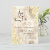 Invitation Raisins de vin Gold Drips Brunch & Bubbly (Debout devant)