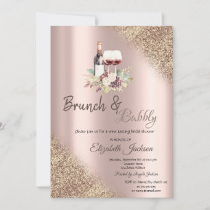 Invitation Raisins de vin scintillent Bokeh Brunch & Bubbly