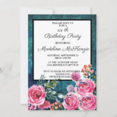 Invitation Raisins rose turquoise fête d'anniversaire (Devant)