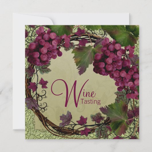 Invitation Raisins rouges verts vintage Toscane Ancien Monde (Devant)