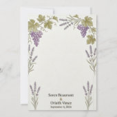 Invitation Raisins Violets, Brins de Lavande, Rayure Diagonal (Dos)