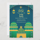 Invitation Ramadan Cute Mosque Gold Calligraphie Iftar (Devant)