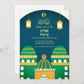 Invitation Ramadan Cute Mosque Gold Calligraphie Iftar (Devant / Derrière)