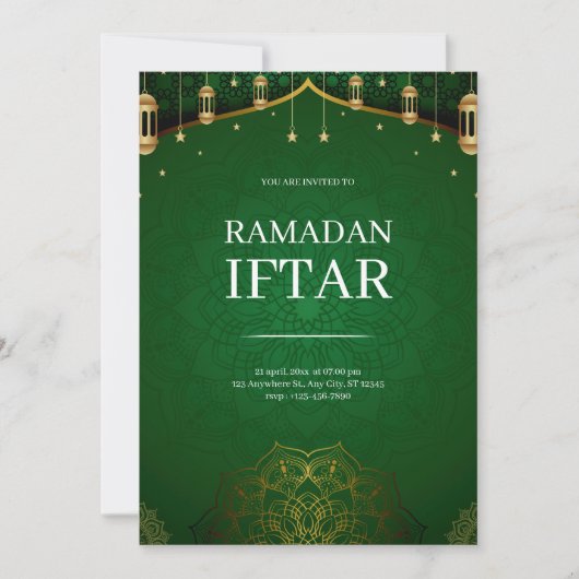 Invitation Ramadan Iftar Moderne Vert (Devant)