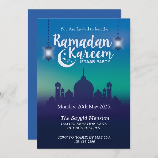 Invitation Ramadan Kareem Iftar Party Invite (Devant / Derrière)