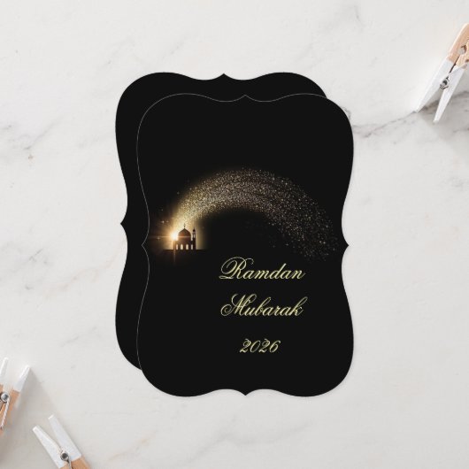 Invitation Ramadan Mubarak 2026 personalized Elegant Card (Devant/Arrière en situation)