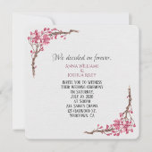 Invitation Rameau floral aquarelle rose sur gris (Devant)