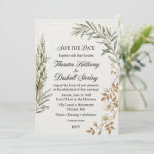 Invitation Rameaux d'olivier, Fleurs sauvages blanches, Angle (Debout devant)