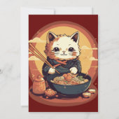 Invitation Ramen fête d'anniversaire avec Ramen Cat japonais (Dos)