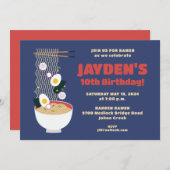 Invitation Ramen Noodle fête d'anniversaire (Devant / Derrière)
