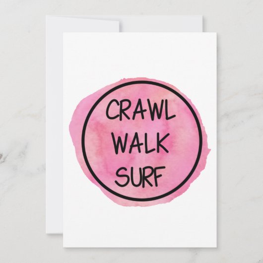 Invitation Ramper Marcher Surfer avec design rose (Devant)