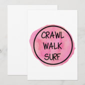 Invitation Ramper Marcher Surfer avec design rose (Devant / Derrière)