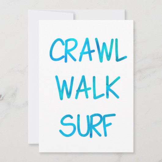 Invitation Ramper Marcher Surfer avec Police Bleue (Devant)
