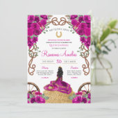 Invitation Ranch occidental Magenta rose Floral Quinceañera (Debout devant)