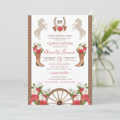 Invitation Ranch Russe Ouest Ranch Red Cowgirl/Charra Quincea (Debout devant)