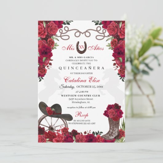 Invitation Ranchero Quinceanera (Debout devant)