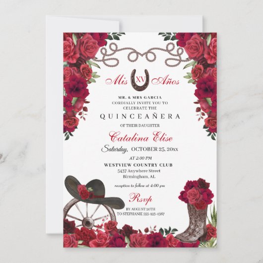Invitation Ranchero Quinceanera (Devant)