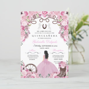 Invitation Ranchero Quinceanera rose Occidentale