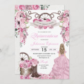 Invitation Ranchero Quinceanera rose rose occidentale (Devant / Derrière)