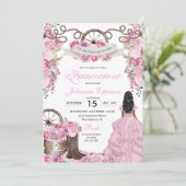 Invitation Ranchero Quinceanera rose rose occidentale (Debout devant)