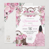 Invitation Ranchero Quinceanera rose rose occidentale (Devant / Derrière)