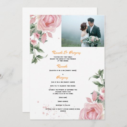 Invitation Randa et Grégory Ensemble avec leurs familles Requ (Devant / Derrière)