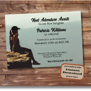 Invitation Randonnée de retraite Prochaine aventure Femme sur