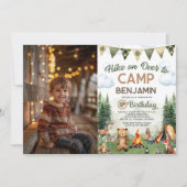 Invitation Randonnée en Camping Photo Anniversaire (Devant)