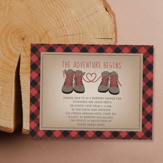 Invitation Randonnées Boots Adventure Buffalo Wedding shower