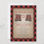 Invitation Randonnées Boots Adventure Plaid Wedding shower (Devant)