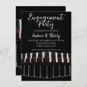 Invitation Rangée de verres à vin avec du vin rouge sur fond (Devant / Derrière)