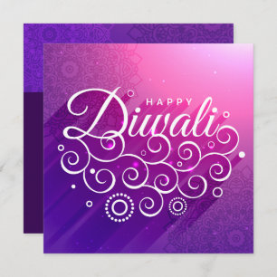 Invitation Rangoli florissant violet joyeux Diwali