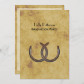 Invitation Rangs à cheval Rustiques Distressed BG V Graduatio (Devant / Derrière)