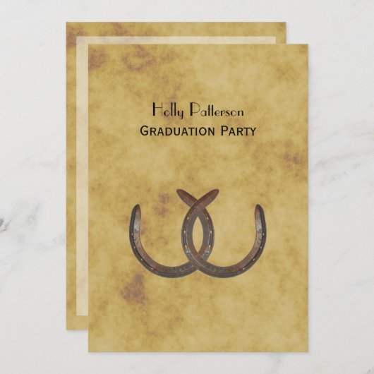 Invitation Rangs à cheval Rustiques Distressed BG V Graduatio (Devant / Derrière)