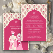 Invitation Rani Crème rose Punjabi Anand Karaj Sikh Mariage