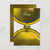 Invitation RANNEAUX MAGIQUES, MONOGRAM rsvp gem glace jaune (Devant / Derrière)