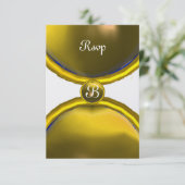 Invitation RANNEAUX MAGIQUES, MONOGRAM rsvp gem glace jaune (Debout devant)