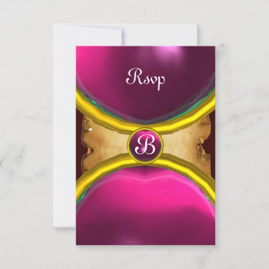Invitation RANNEAUX MAGIQUES, Parchemin MONOGRAM rsvp gem ros (Devant)
