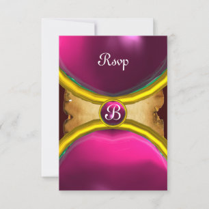 Invitation RANNEAUX MAGIQUES, Parchemin MONOGRAM rsvp gem ros