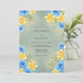 Invitation Ranunculus Canari Bleuet Eucalyptus Mariage (Debout devant)