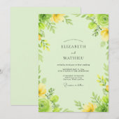 Invitation Ranunculus Citron Pâle Mariage Eucalyptus (Devant / Derrière)